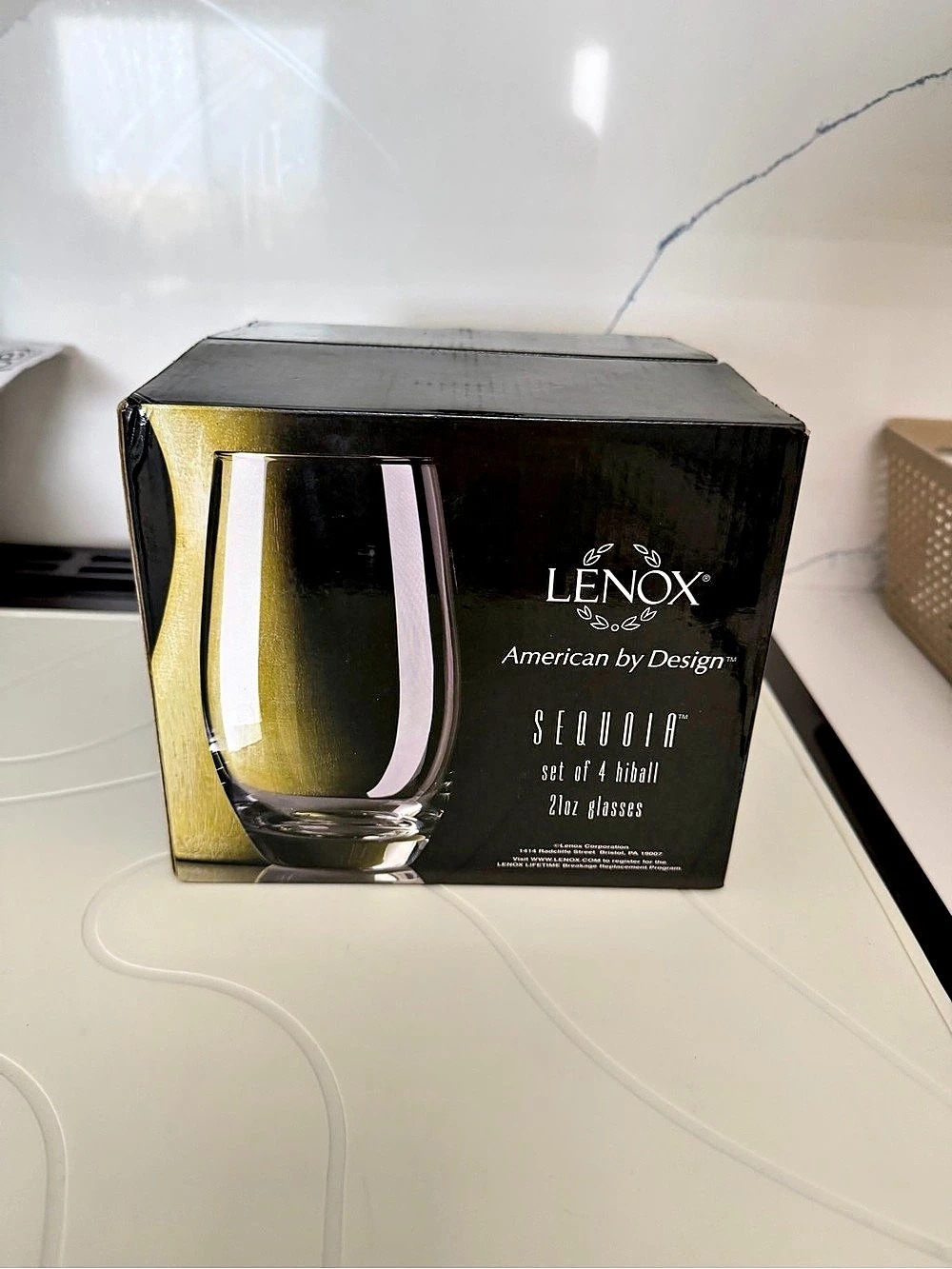 Lenox American by Design Sequoia Glasses Set of 4 21oz Hiball Stamped Glasses